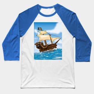 Old Pirate Ship Baseball T-Shirt